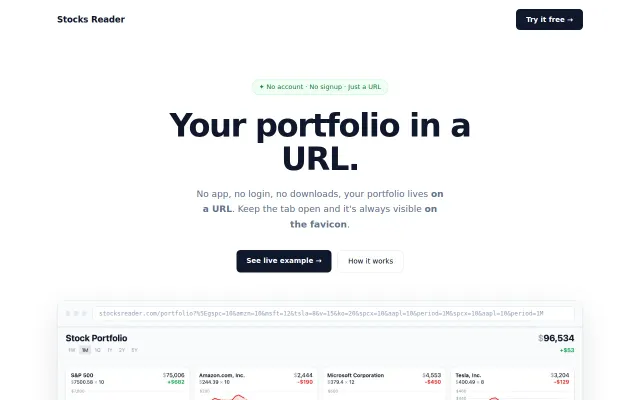 Stocks Porfolio in a URL and Favicon