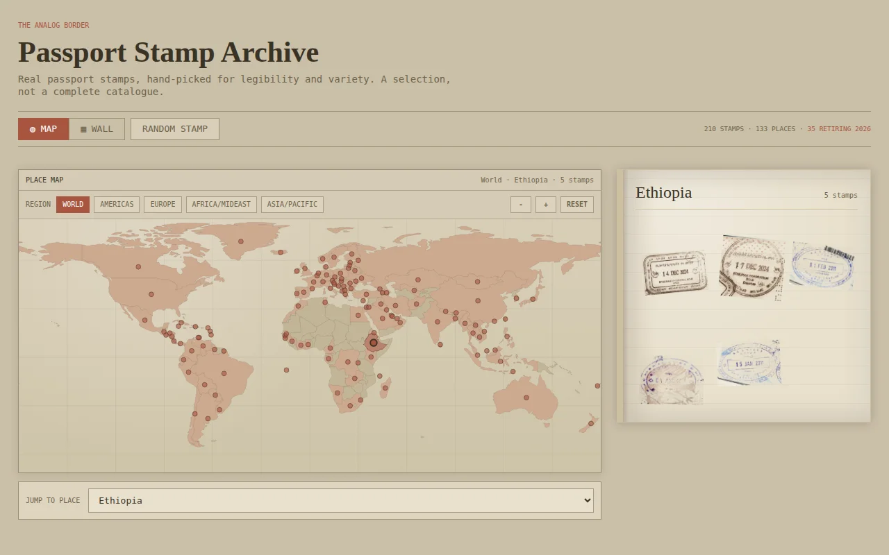 Passport Stamp Archive, browse real border stamps from around the world