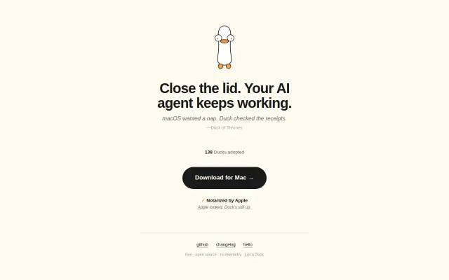 StayUp – keep a Mac awake (lid closed) while AI agents are working