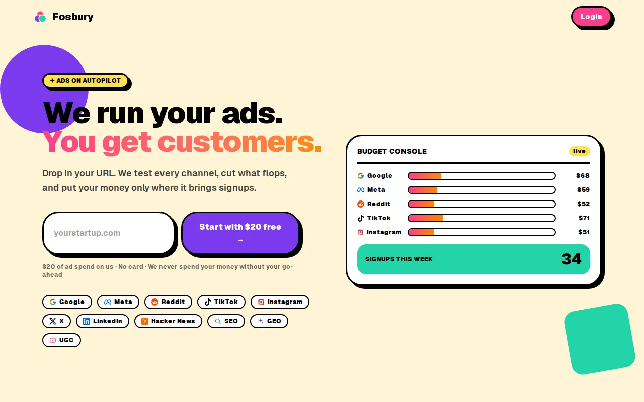 Fosbury – Put ads on autopilot across channels just by dropping a URL
