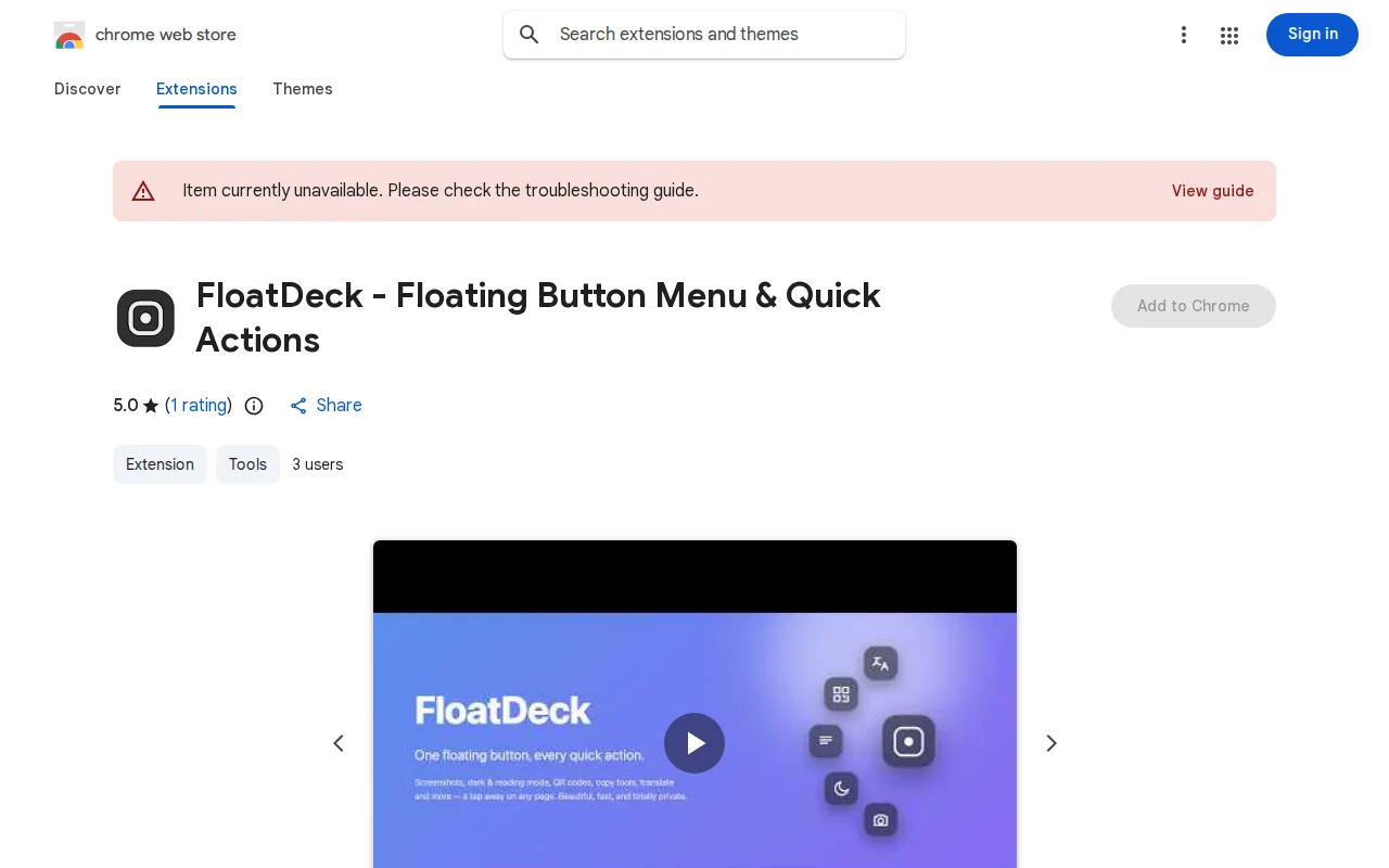 FloatDeck, a floating quick-actions menu for Chrome