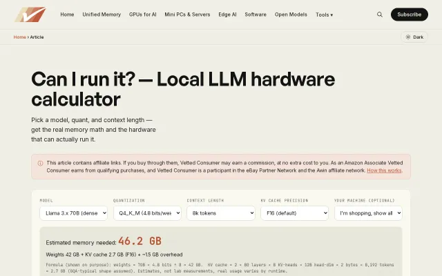 Local LLM Hardware Calculator