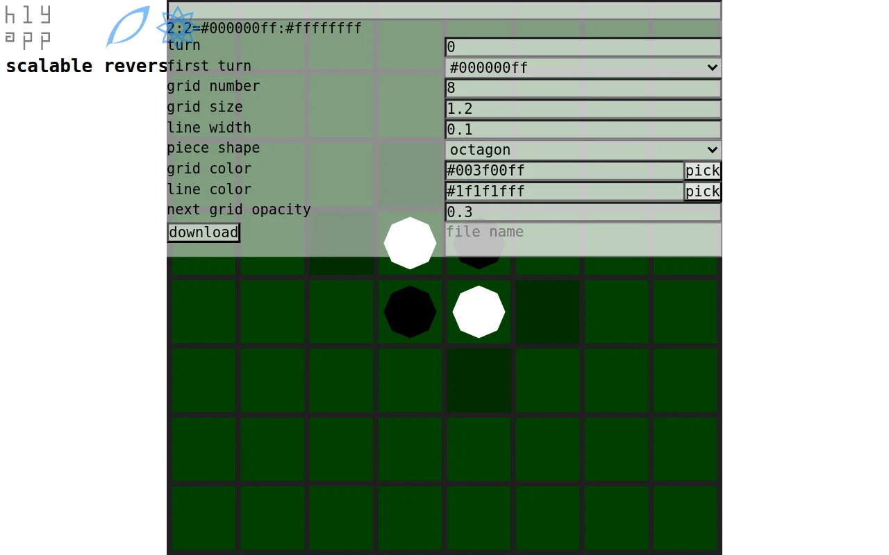 Scalable reversi – infinite undo available via a1 style