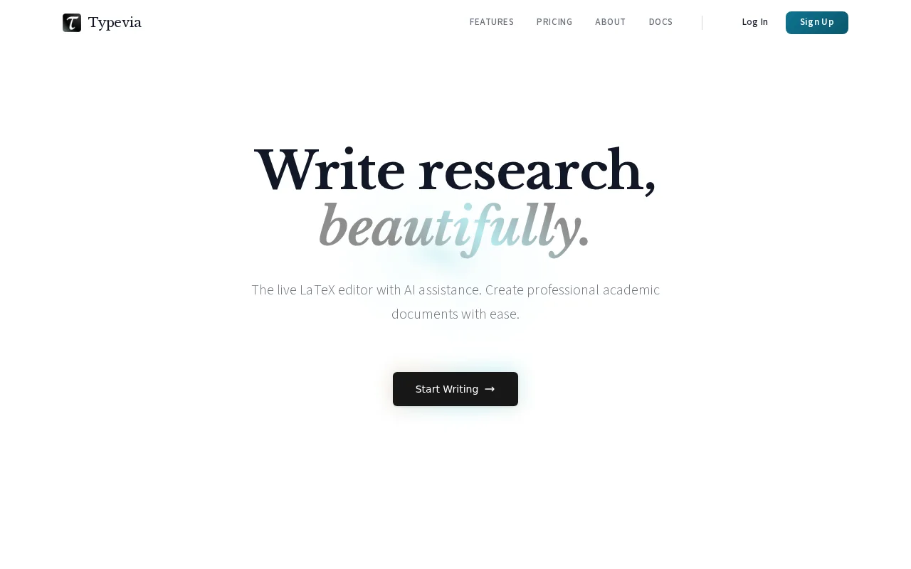 Typevia live LaTeX editing with AI assistance