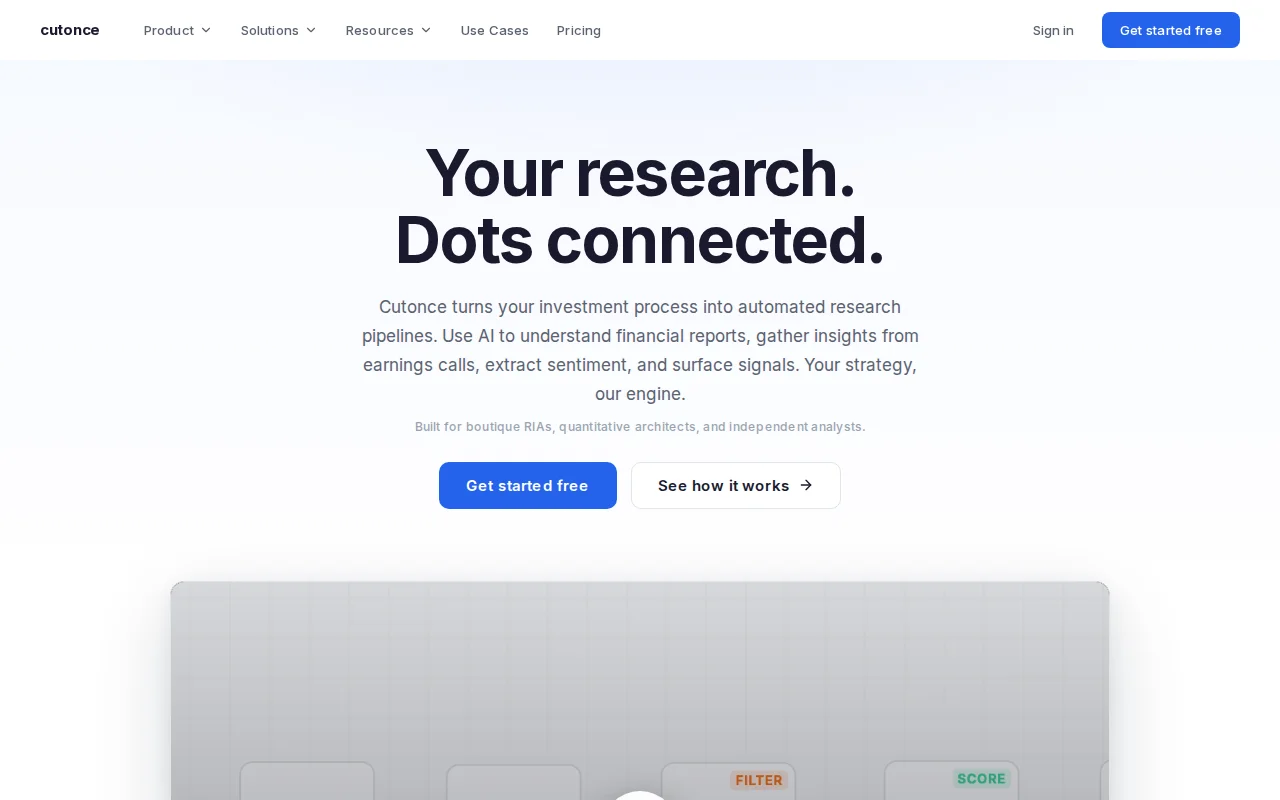 Cutonce – Build automated equity research pipelines without code
