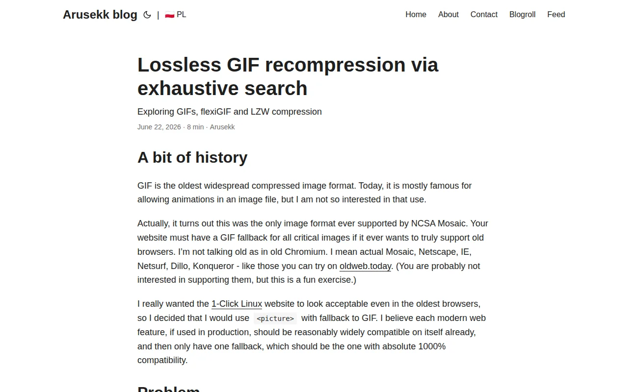 Lossless GIF recompression via exhaustive search
