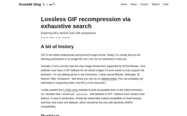 Lossless GIF recompression via exhaustive search