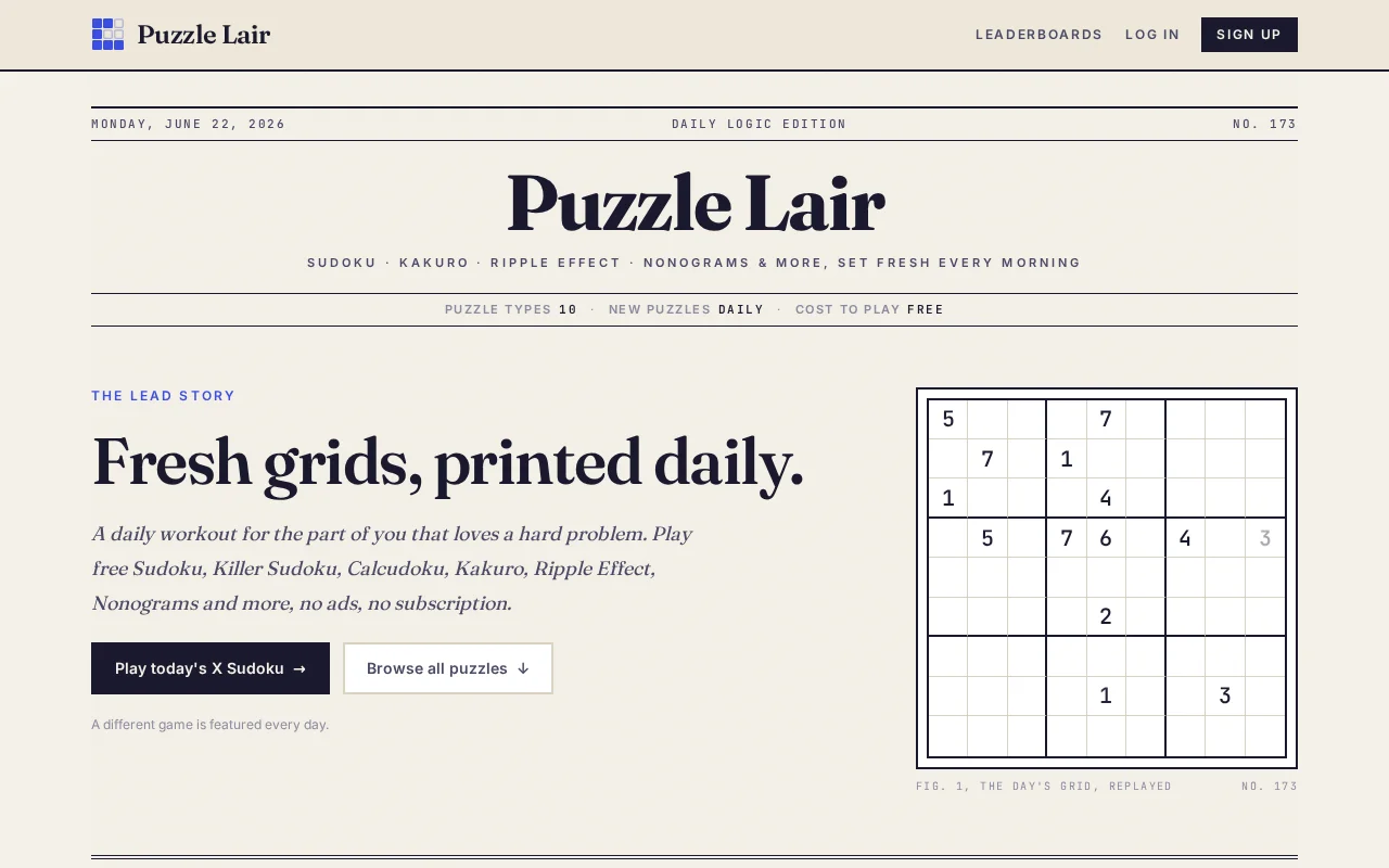 Got sick of ads, so I made my own logic puzzle site