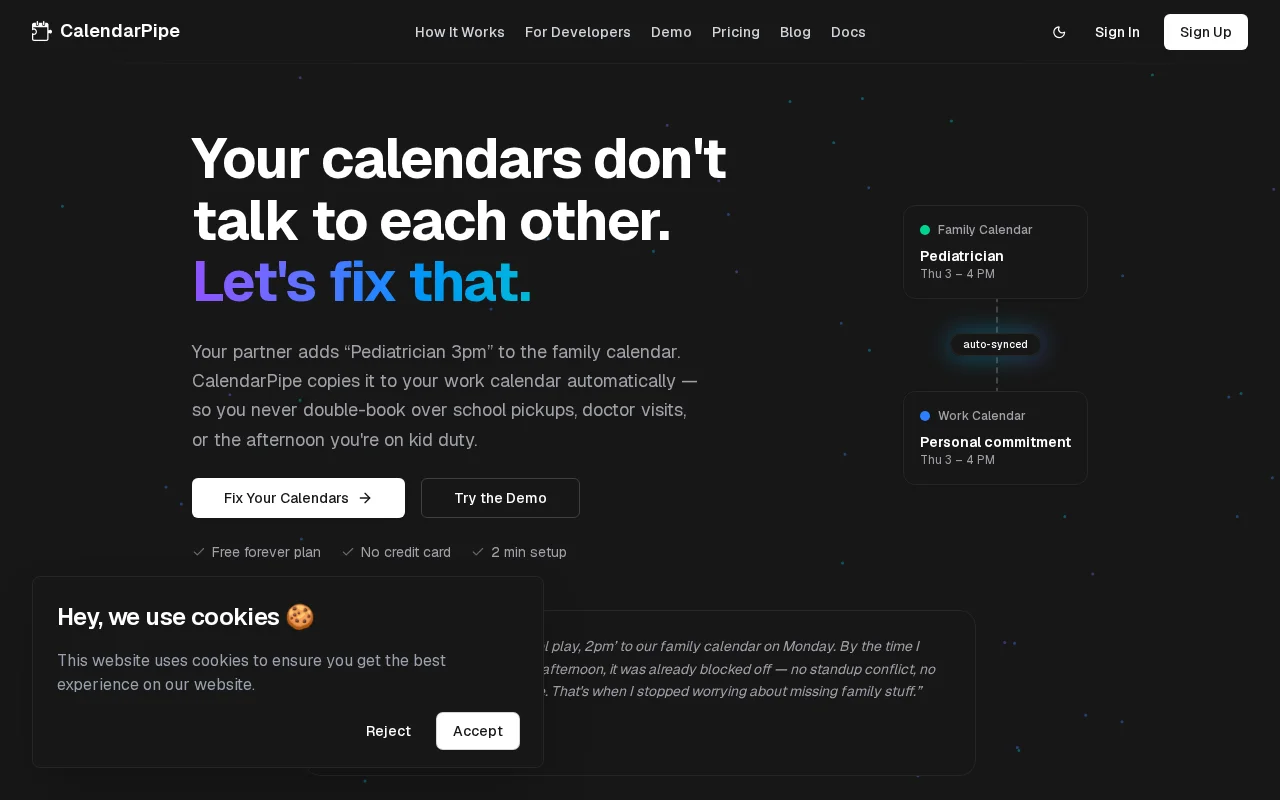 CalendarPipe – programmable calendar sync via OAuth or email invites