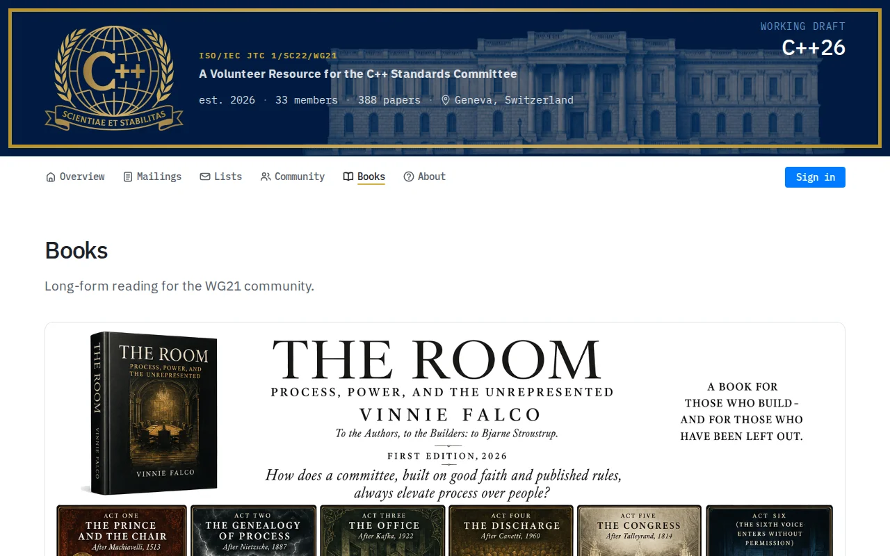 The Room – a novel about life inside the C++ standards committee