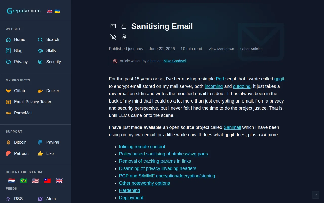 Sanitising Email