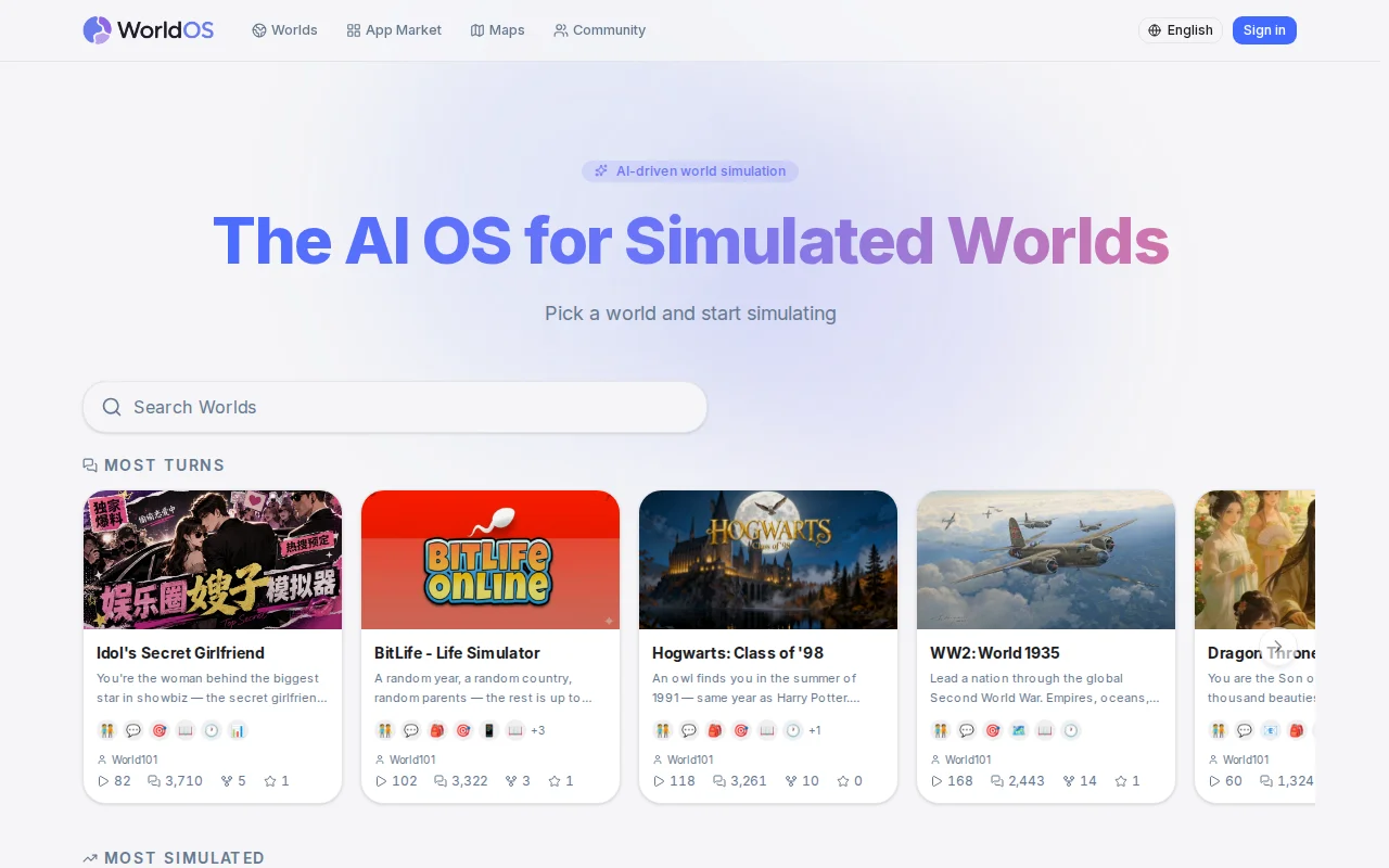 WorldOS – A fully customizable AI simulation sandbox game