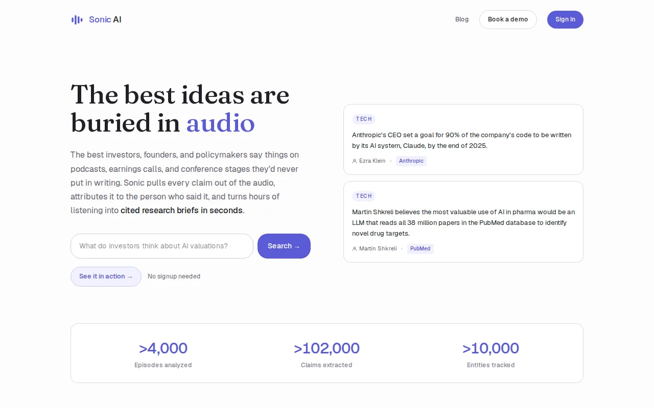 Sonic AI – We made the market's highest-signal audio searchable