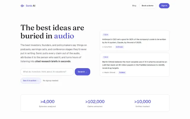 Sonic AI – We made the market's highest-signal audio searchable
