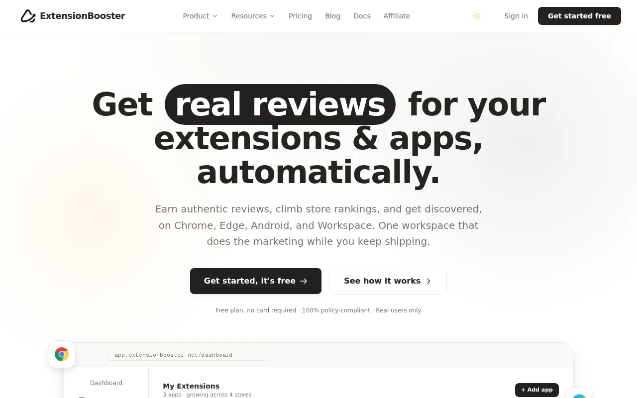 ExtensionBooster – Get real human reviews for your apps