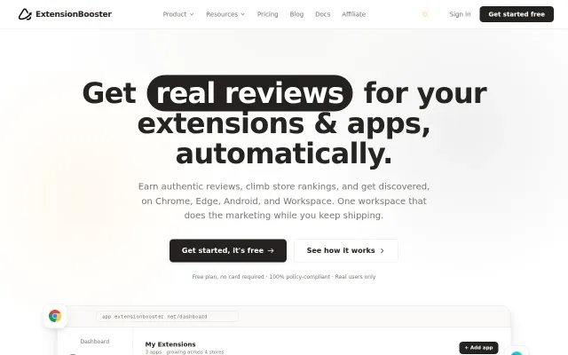 ExtensionBooster – Get real human reviews for your apps