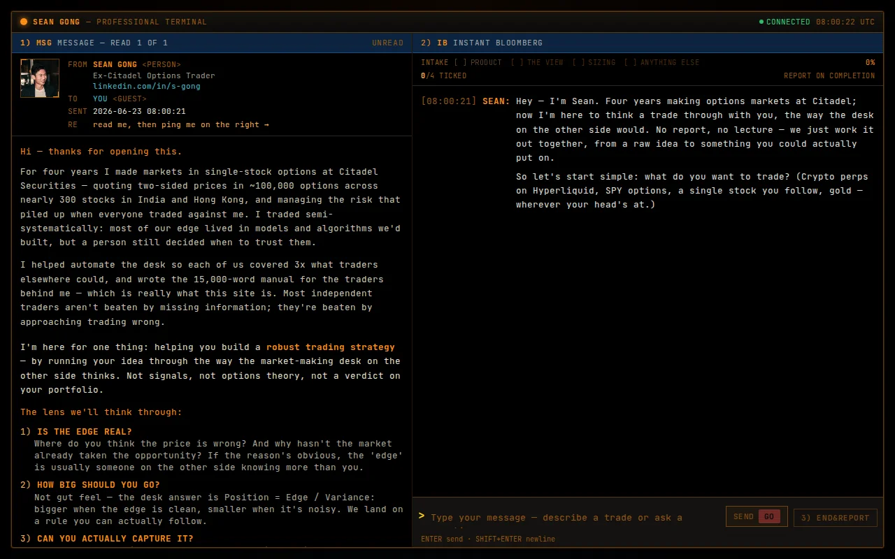 Ideate a trading strategy with an Ex-Citadel Trader
