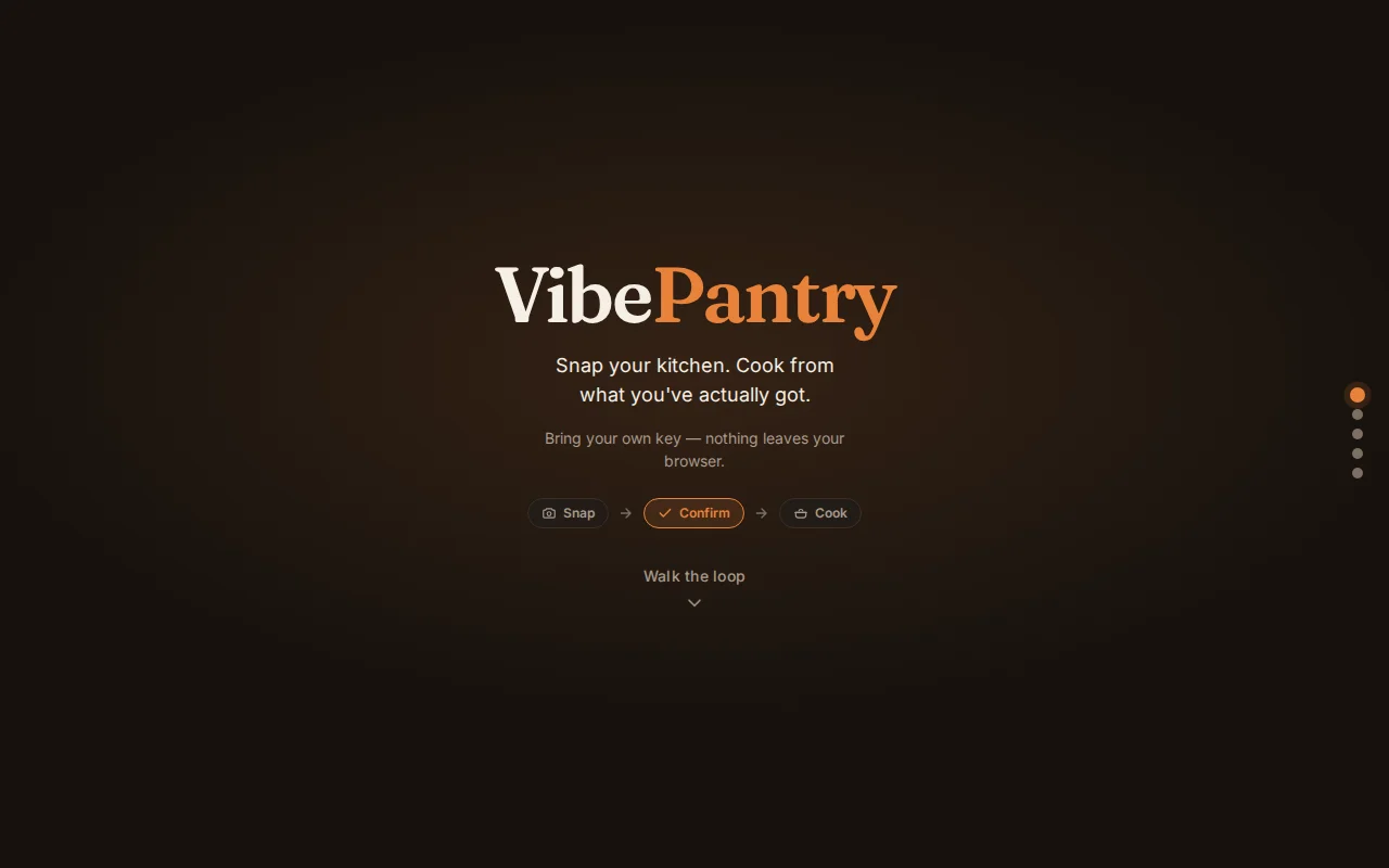 VibePantry – Photograph your kitchen, get recipes from what you have