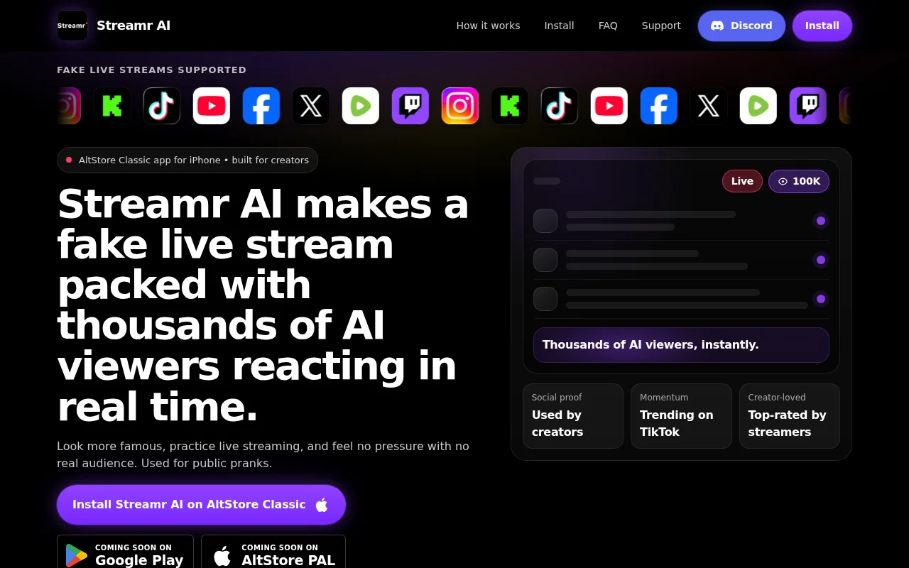 Streamr AI – Pretend to be a celebrity with a dystopian AI live stream