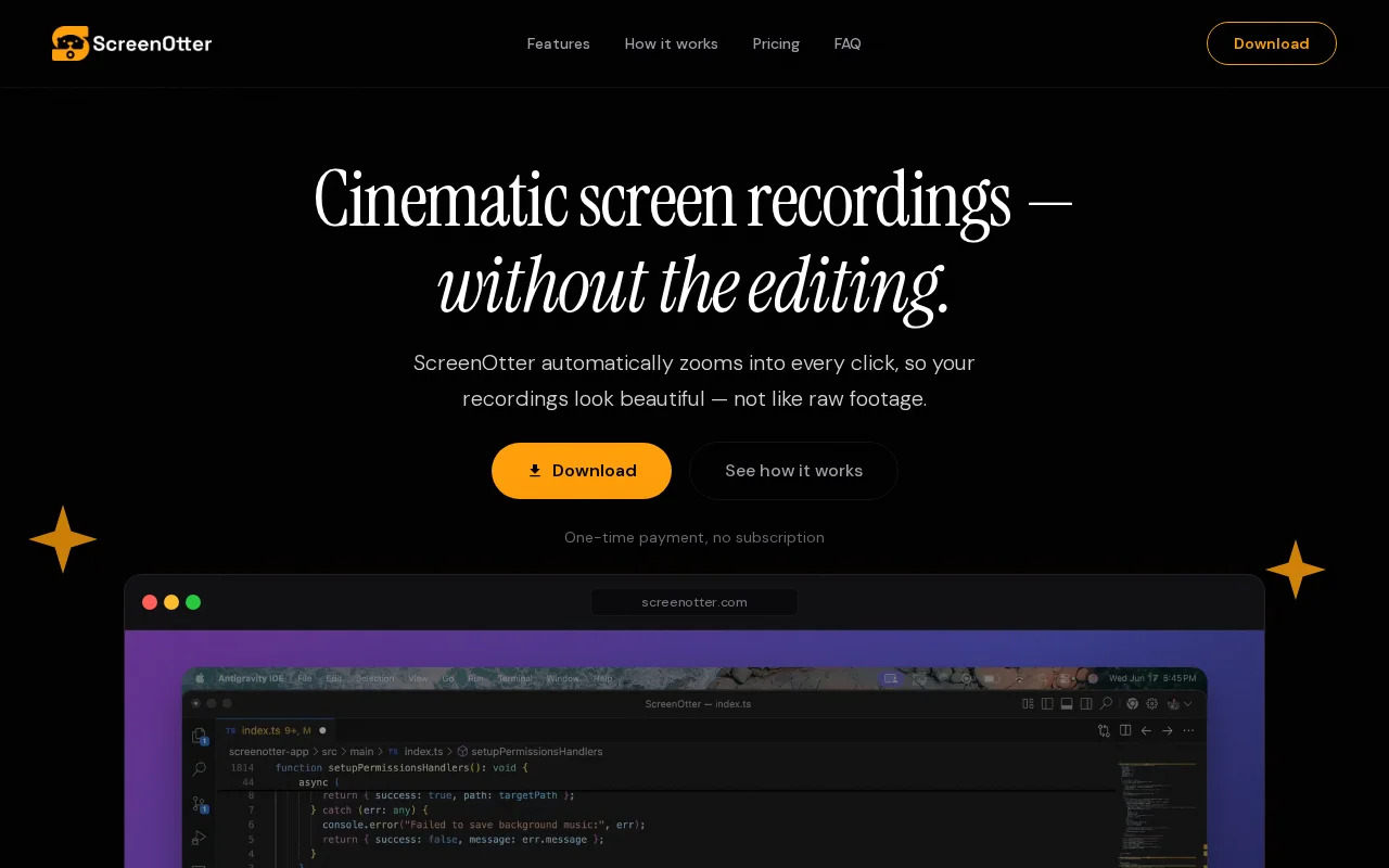 Screen recording app with automatic zoom, subtitles, and more (macOS)
