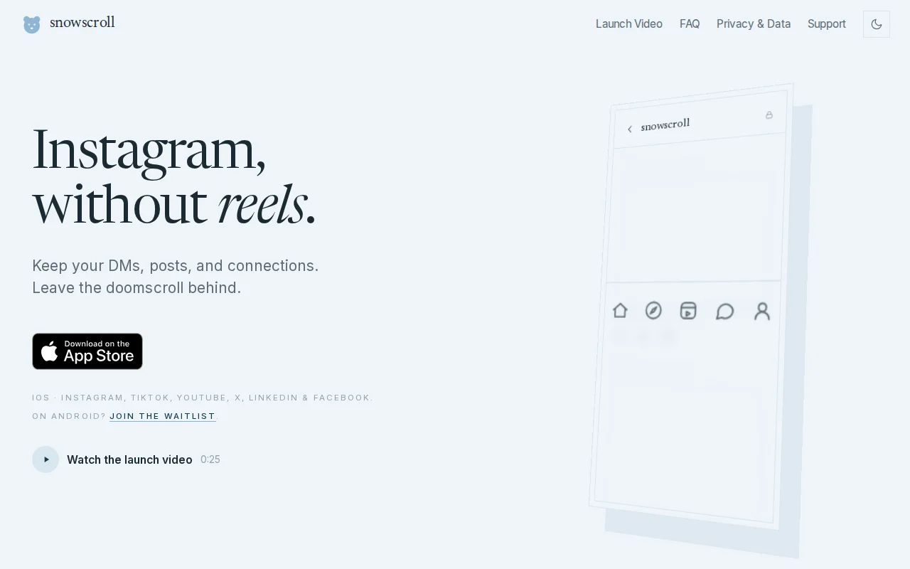 Snowscroll – I removed addictive feeds from social media