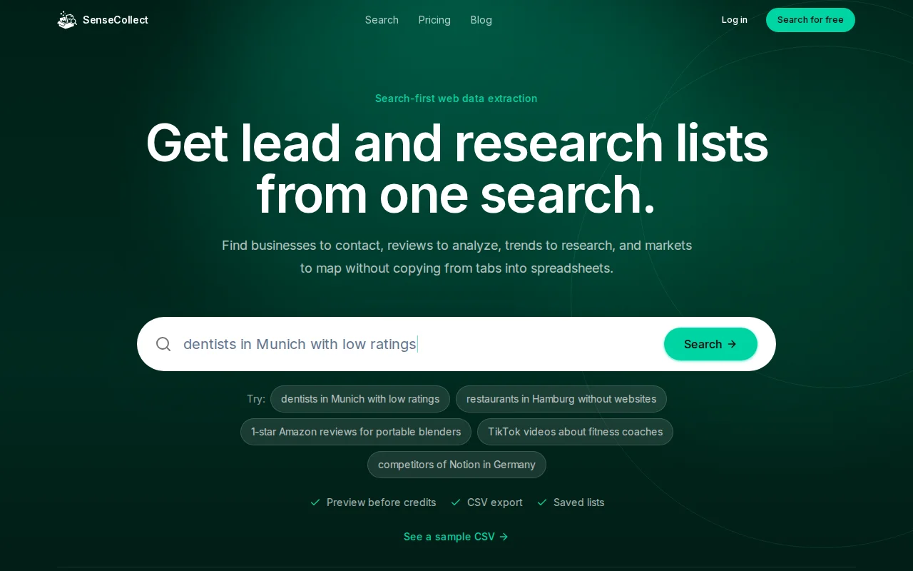 Get lead and research lists from one search