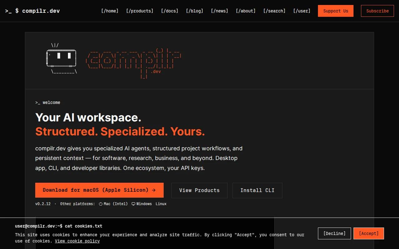 Compilr.dev, multi LLM AI workspace