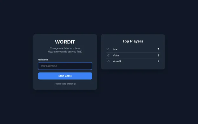 Wordit – Change One Letter, Keep the Chain Going