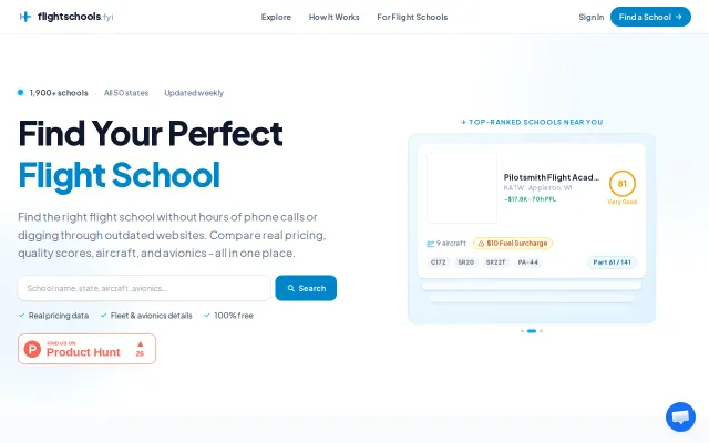 I built a tool to help you find the best flight school