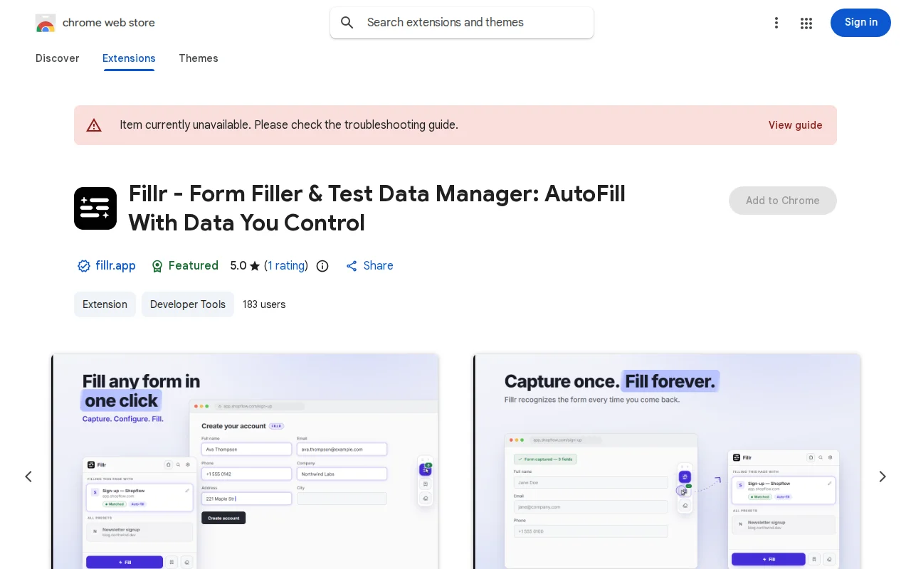 Fillr – Save web form as a preset and autofill with data you control