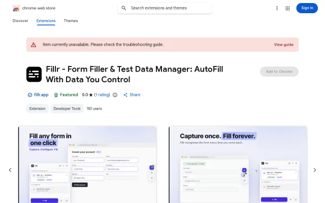 Fillr – Save web form as a preset and autofill with data you control