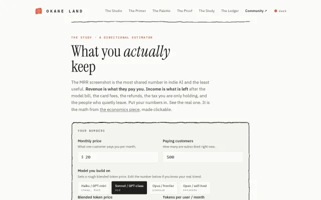 A calculator for what an AI product keeps after costs