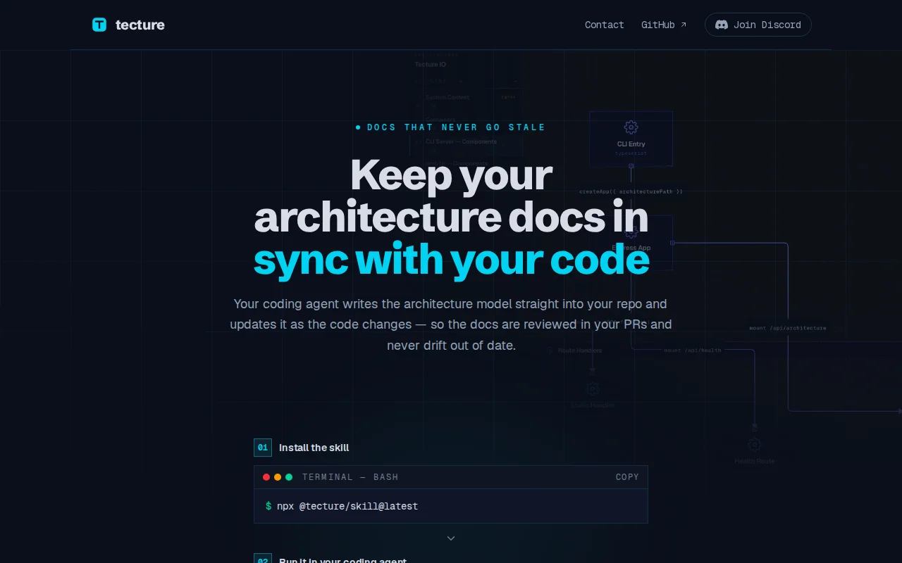 Tecture – A navigable architecture map from your coding agent