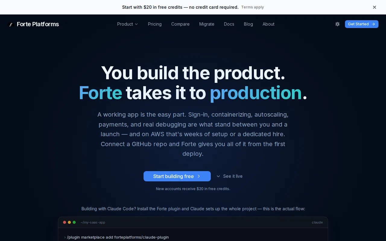 Forte – Cloud infra to get startups to production faster