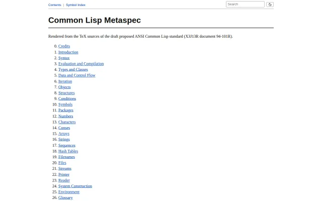 Metaspec: The DpANS3R Common Lisp Spec in S-Expr and HTML Format