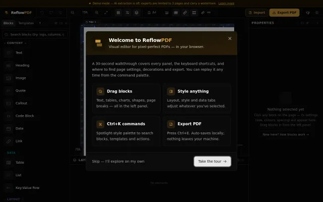 ReflowPDF – browser PDF editor where tables reflow