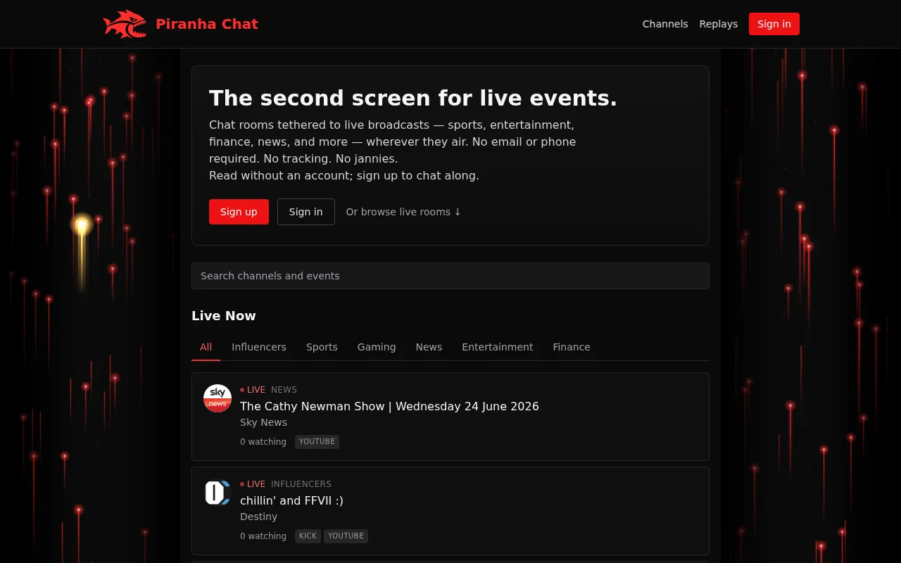 Piranha Chat – The second screen for live events.