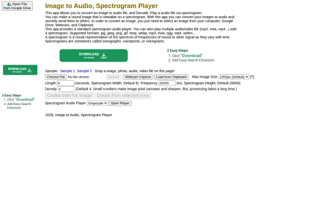 Turn images into audio that can be decoded with a spectrogram