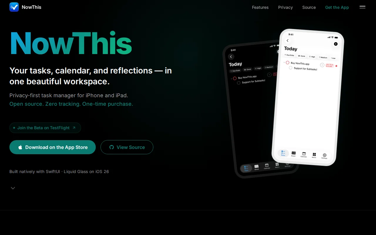 NowThis – OSS task manager for Nextcloud and iOS supporting subtasks