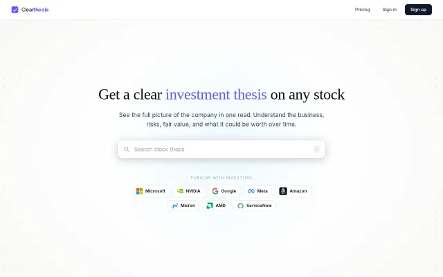 Clearthesis – Get a clear investment thesis for any public US company