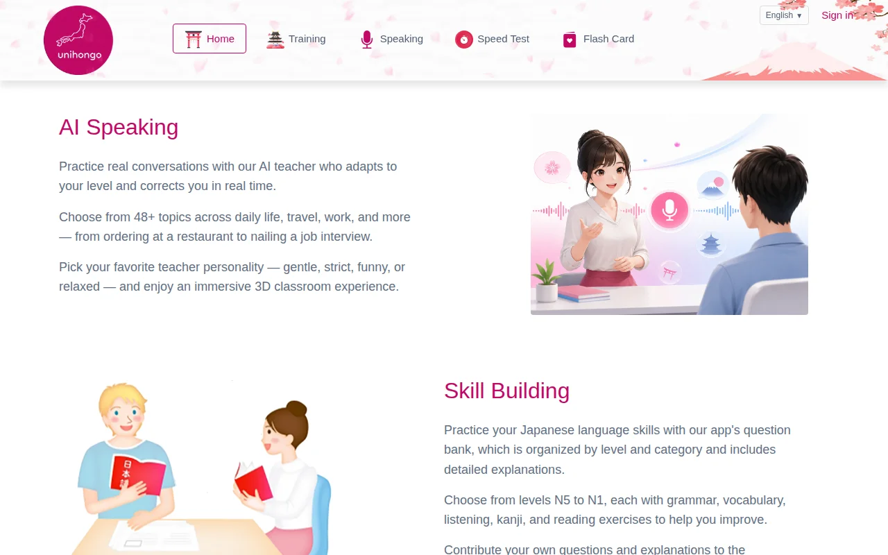Japanese Language AI Tutor in 3D classroom