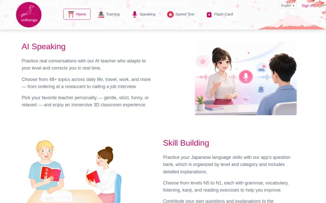 Japanese Language AI Tutor in 3D classroom