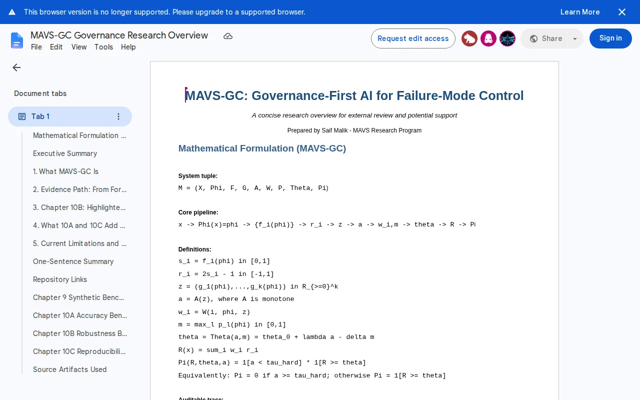 MAVS-GC – An Open-Source Governance Architecture for AI Systems