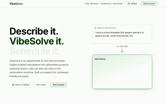 Vibesolve.ai – Turn plain English into Timefold code