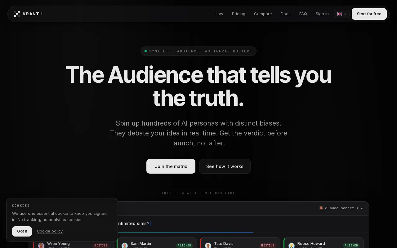 Kranth – test your idea on AI personas before real users see it