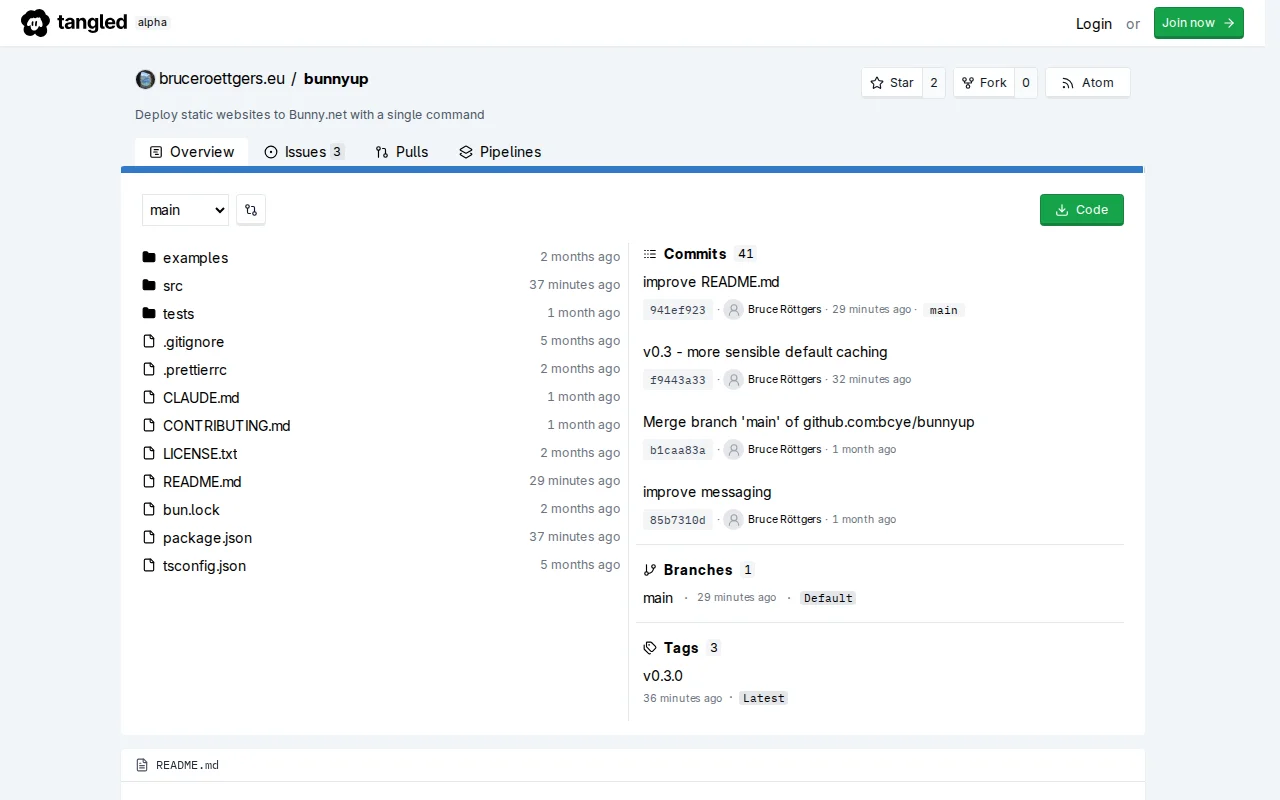 CLI for one-command static site deployments to Bunny.net