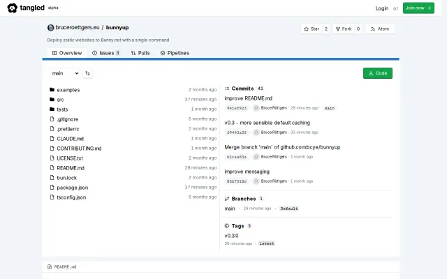CLI for one-command static site deployments to Bunny.net