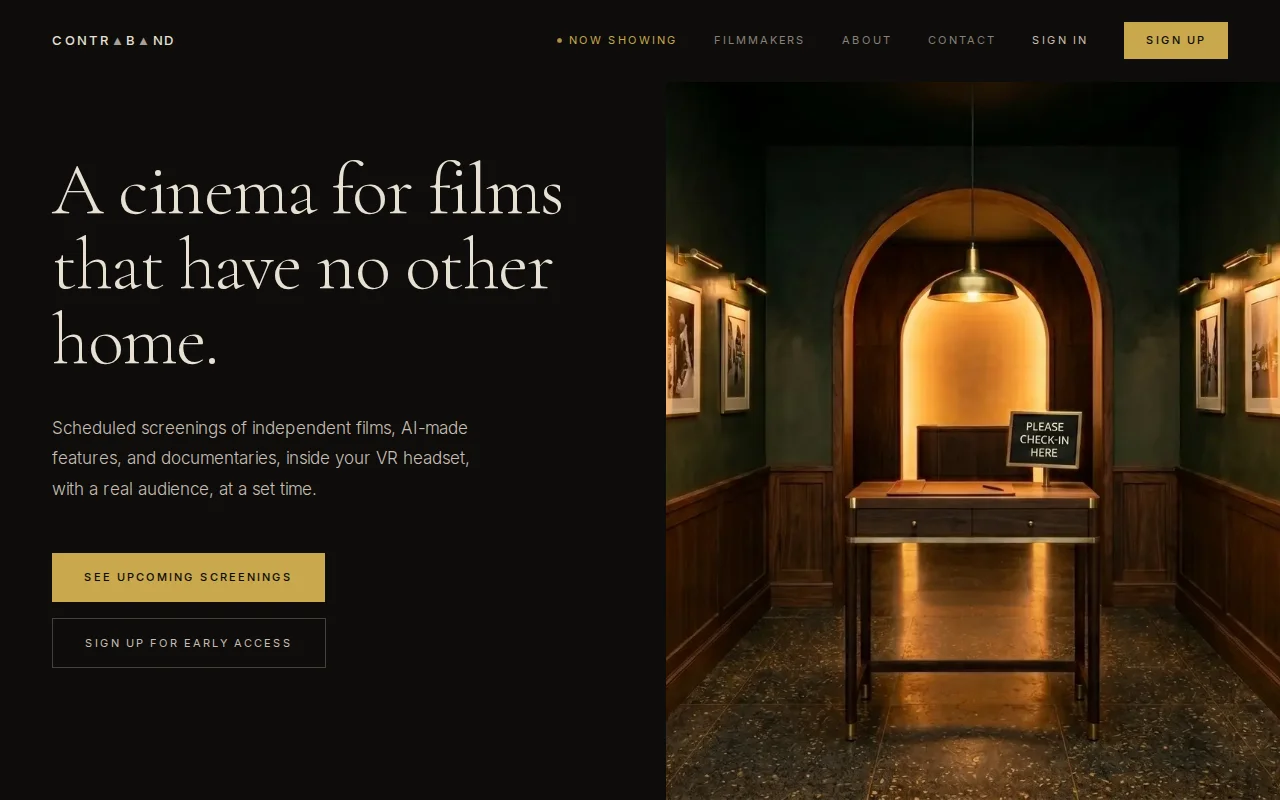 Contraband – Ticketed VR cinema for indie and AI-made films