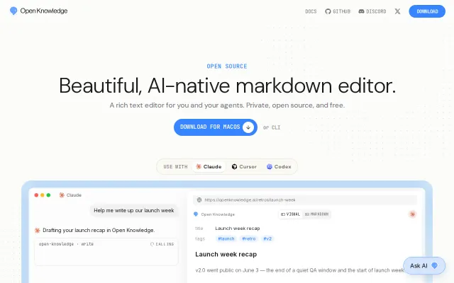 OpenKnowledge – open-source alternative to Obsidian/Notion