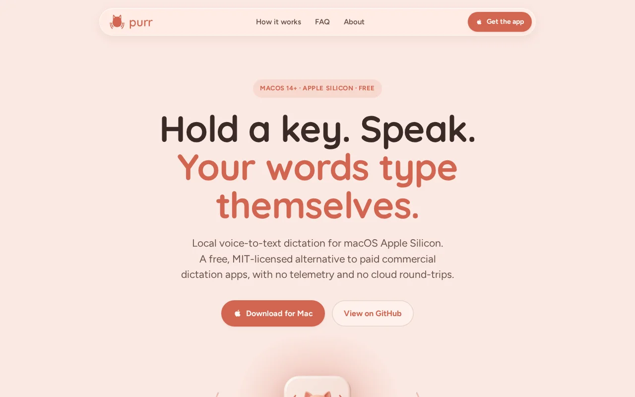 Purr – Local, open-source Mac dictation (Wispr Flow alternative)